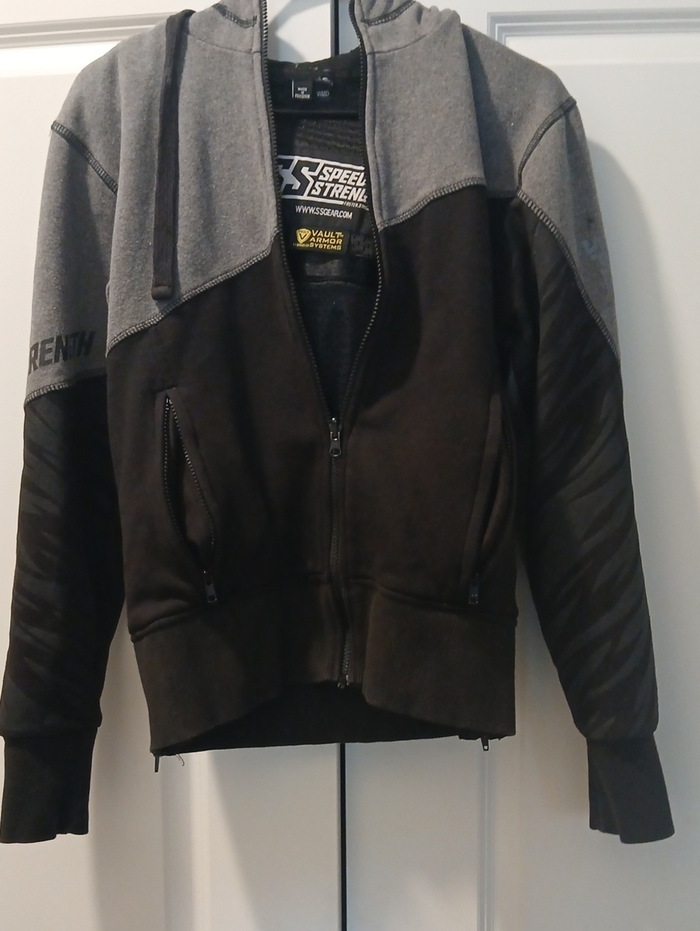 Women's Two-Tone Gray and Black Armoured  Zip Hoodie